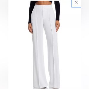 Alice and Olivia Dylan High Waist Wide Leg Pants 4 in white crepe